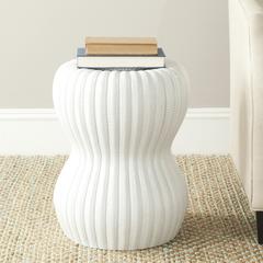 WHITE HOUR GLASS GARDEN STOOL