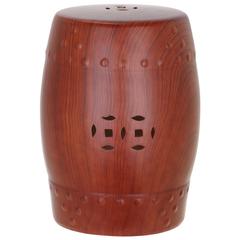Ming Forest Garden Stool, Red Wooden Finish
