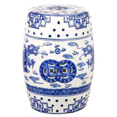 Dragon'S Breath Chinoiserie Garden Stool, Blue