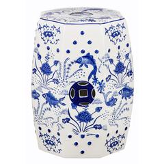 Cloud 9 Chinoiserie Garden Stool, Blue