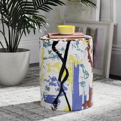 Kes Multicolor Garden Stool , Multi