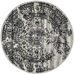 Adirondack, SILVER / BLACK, 6' X 6' Round, Area Rug, ADR101A-6R