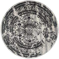 Adirondack, SILVER / BLACK, 8' X 8' Round, Area Rug, ADR101A-8R
