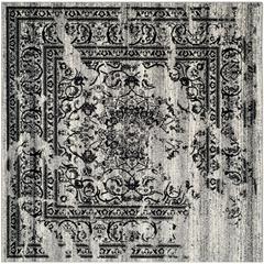 Adirondack, SILVER / BLACK, 8' X 8' Square, Area Rug, ADR101A-8SQ