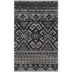 Adirondack, SILVER / BLACK, 3' X 5', Area Rug, ADR107A-3