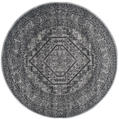 Adirondack, SILVER / BLACK, 6' X 6' Round, Area Rug, ADR108A-6R