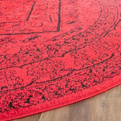 Adirondack, RED / BLACK, 4' X 4' Round, Area Rug, ADR108F-4R