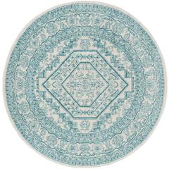 Adirondack, IVORY / TEAL, 6' X 6' Round, Area Rug, ADR108G-6R