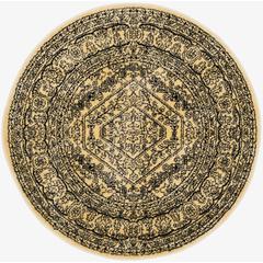 Adirondack, GOLD / BLACK, 4' X 4' Round, Area Rug