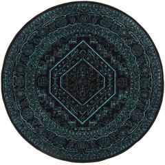 Adirondack, BLACK / TEAL, 6' X 6' Round, Area Rug, ADR108K-6R