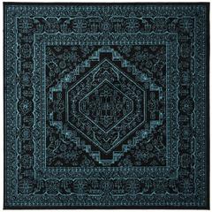 Adirondack, BLACK / TEAL, 6' X 6' Square, Area Rug, ADR108K-6SQ