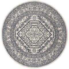 Adirondack, IVORY / NAVY, 6' X 6' Round, Area Rug