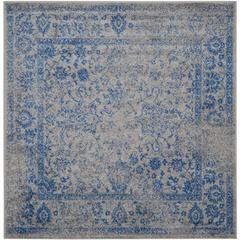 Adirondack, GREY / BLUE, 6' X 6' Square, Area Rug