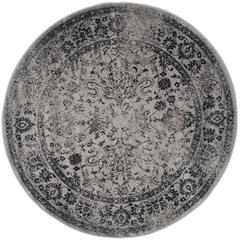 Adirondack, GREY / BLACK, 6' X 6' Round, Area Rug, ADR109B-6R