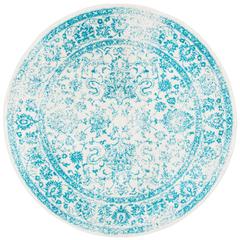 Adirondack, IVORY / TEAL, 6' X 6' Round, Area Rug, ADR109D-6R