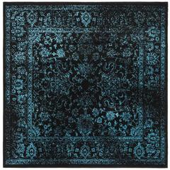 Adirondack, BLACK / TEAL, 6' X 6' Square, Area Rug, ADR109K-6SQ