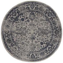 Adirondack, GREY / NAVY, 6' X 6' Round, Area Rug