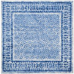 Adirondack, SILVER / BLUE, 4' X 4' Square, Area Rug, ADR110D-4SQ