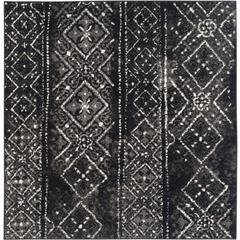 Adirondack, BLACK / SILVER, 4' X 4' Square, Area Rug, ADR111C-4SQ