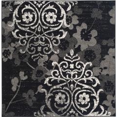 Adirondack, BLACK / SILVER, 4' X 4' Square, Area Rug, ADR114A-4SQ
