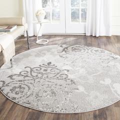 Adirondack, SILVER / IVORY, 10' X 10' Round, Area Rug