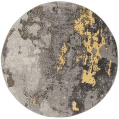 Adirondack, GREY / YELLOW, 4' X 4' Round, Area Rug