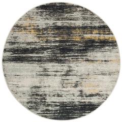 ADIRONDACK, LIGHT GREY / BLACK, 6' X 6' Round, Area Rug