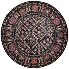 ADIRONDACK, BLACK / FUCHSIA, 6' X 6' Round, Area Rug