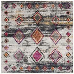 ADIRONDACK, LIGHT GREY / RED, 6' X 6' Square, Area Rug, ADR205F-6SQ
