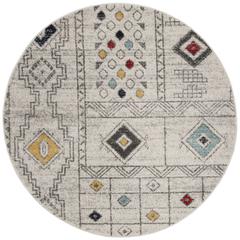 ADIRONDACK, LIGHT GREY / AQUA, 6' X 6' Round, Area Rug
