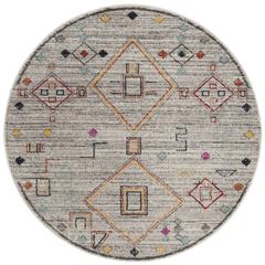 ADIRONDACK, LIGHT GREY / RED, 6' X 6' Round, Area Rug, ADR208F-6R