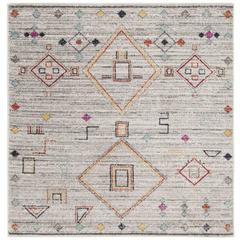 ADIRONDACK, LIGHT GREY / RED, 6' X 6' Square, Area Rug, ADR208F-6SQ