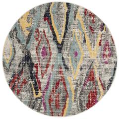 ADIRONDACK, LIGHT GREY / RED, 6' X 6' Round, Area Rug, ADR209F-6R