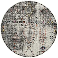 ADIRONDACK, LIGHT GREY / FUCHSIA, 6' X 6' Round, Area Rug, ADR210F-6R