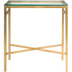 VIGGO ANTIQUE GOLD GLASS SIDE TABLE