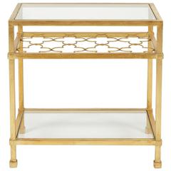 HANZEL GOLD LEAF GLASS SIDE TABLE