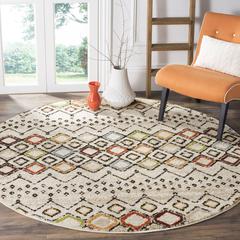 AMSTERDAM, IVORY / MULTI, 5'-1" X 5'-1" Round, Area Rug