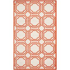 AMHERST, IVORY / ORANGE, 5'-3" X 8', Area Rug
