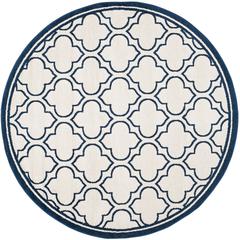 AMHERST, IVORY / NAVY, 7' X 7' Round, Area Rug, AMT412M-7R