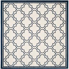 AMHERST, IVORY / NAVY, 7' X 7' Square, Area Rug, AMT412M-7SQ