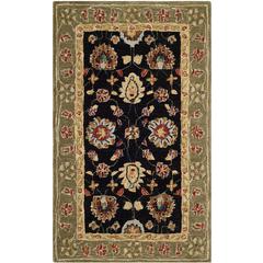 ANATOLIA, BLACK / GREEN, 3' X 5', Area Rug