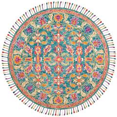 ASPEN, TURQUOISE / PURPLE, 7' X 7' Round, Area Rug