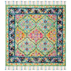 ASPEN, LIGHT GREEN / BLACK, 7' X 7' Square, Area Rug