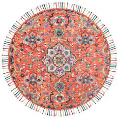 ASPEN, RED / GOLD, 7' X 7' Round, Area Rug