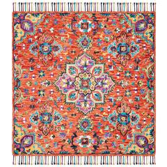 ASPEN, RED / GOLD, 7' X 7' Square, Area Rug
