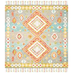 ASPEN, GREY / RED, 7' X 7' Square, Area Rug