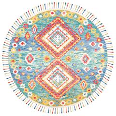 ASPEN, GREEN / RED, 7' X 7' Round, Area Rug