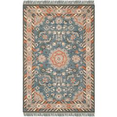 ASPEN, BLUE / RUST, 5' X 8', Area Rug, APN123A-5