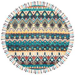 ASPEN, BLUE / RED, 7' X 7' Round, Area Rug, APN137A-7R