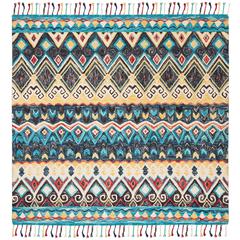 ASPEN, BLUE / RED, 7' X 7' Square, Area Rug, APN137A-7SQ